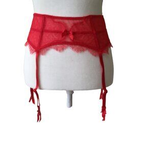 Victoria's Secret Garter Belt Dream Angels Boning Chantilly Lace Red XS-Small